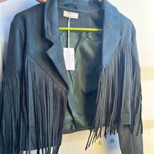 A Suede style coat with Fringes!
